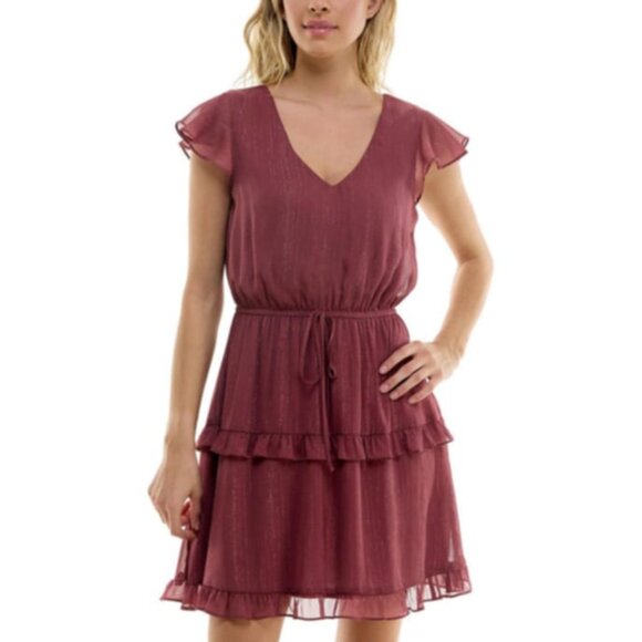 BCX Metallic Tiered Ruffle Mini Dress – Juniors NWT - Picture 1 of 2